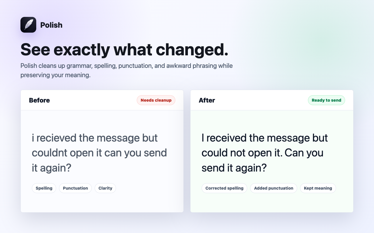 Fast in-place grammar checking without popups or underlines
